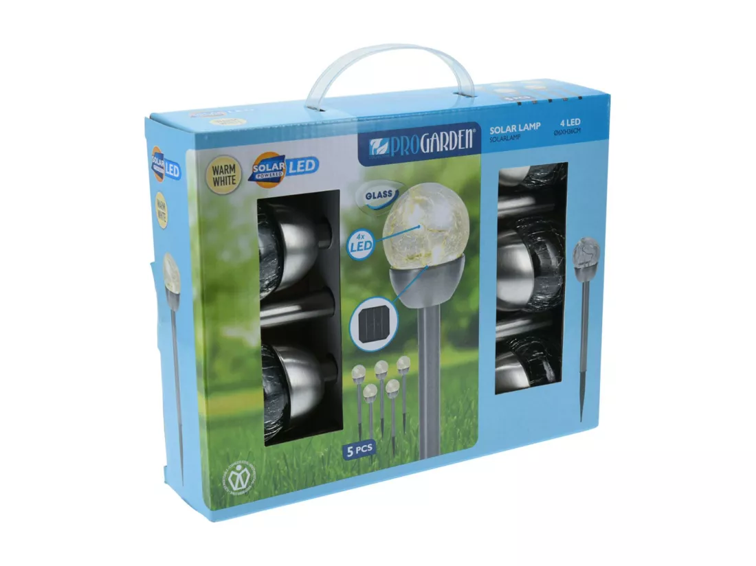 Well Home Lot de 5 lampes solaires en inox Ø6cm