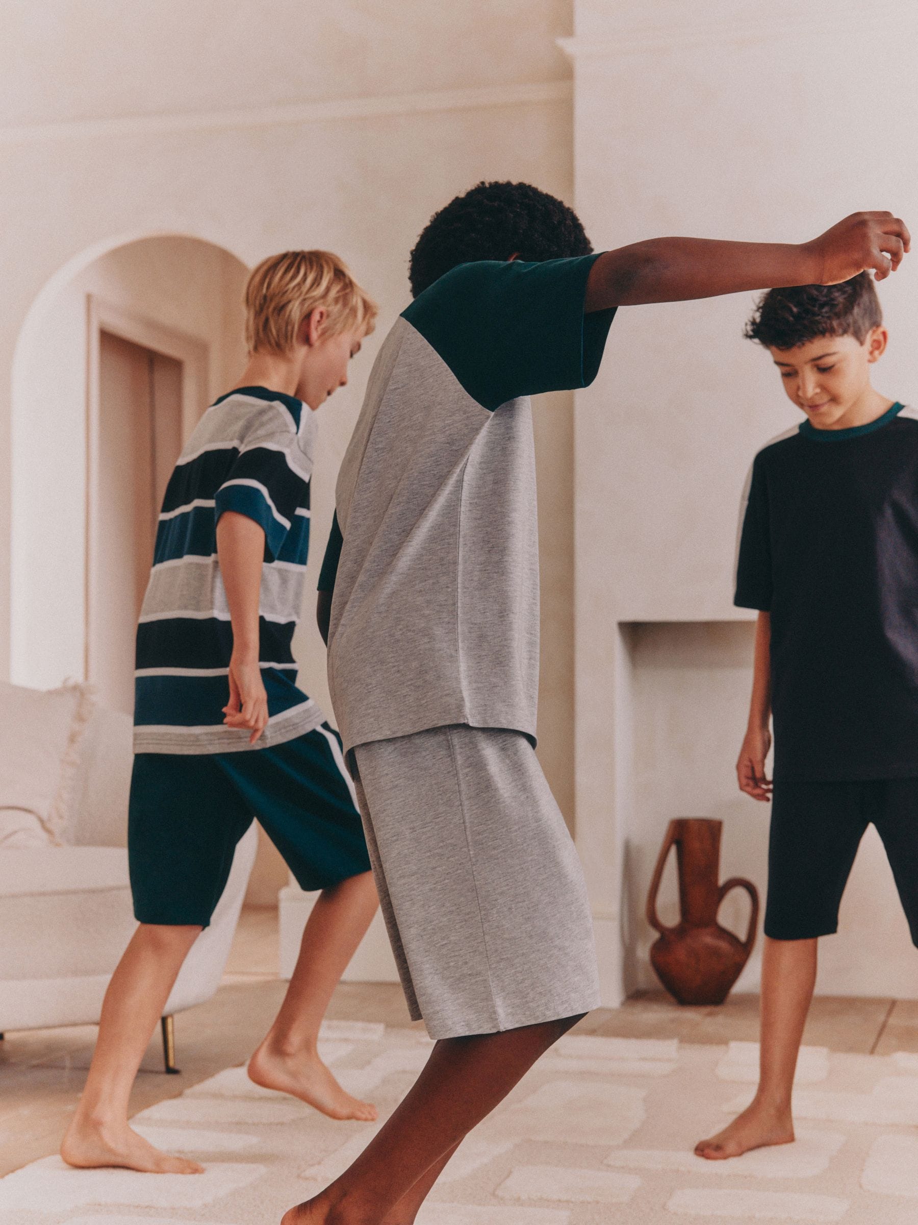 Zwart/groen - Set van 3 pyjama's met short (3-16 jr)