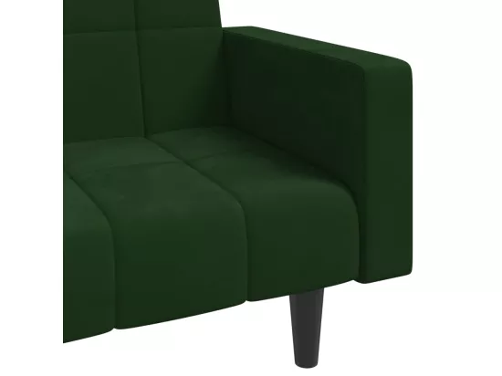 Canapé-lit à 2 places avec deux oreillers Vert foncé Velours