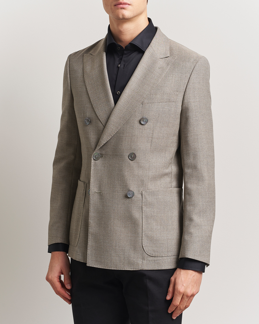 BOSS BLACK Huge Wool Double Breasted Blazer Light Beige