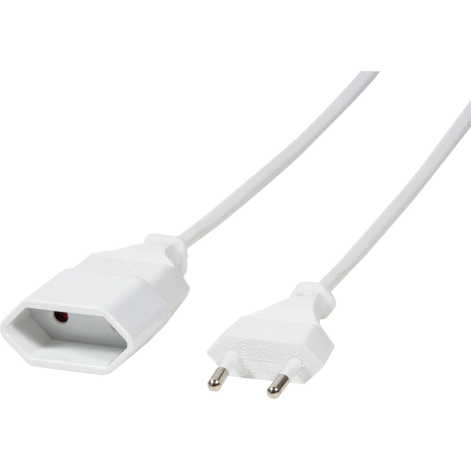 LogiLink CP126 Netzkabel Euro CEE 7/16 Stecker zu Dose, 2m - weiß