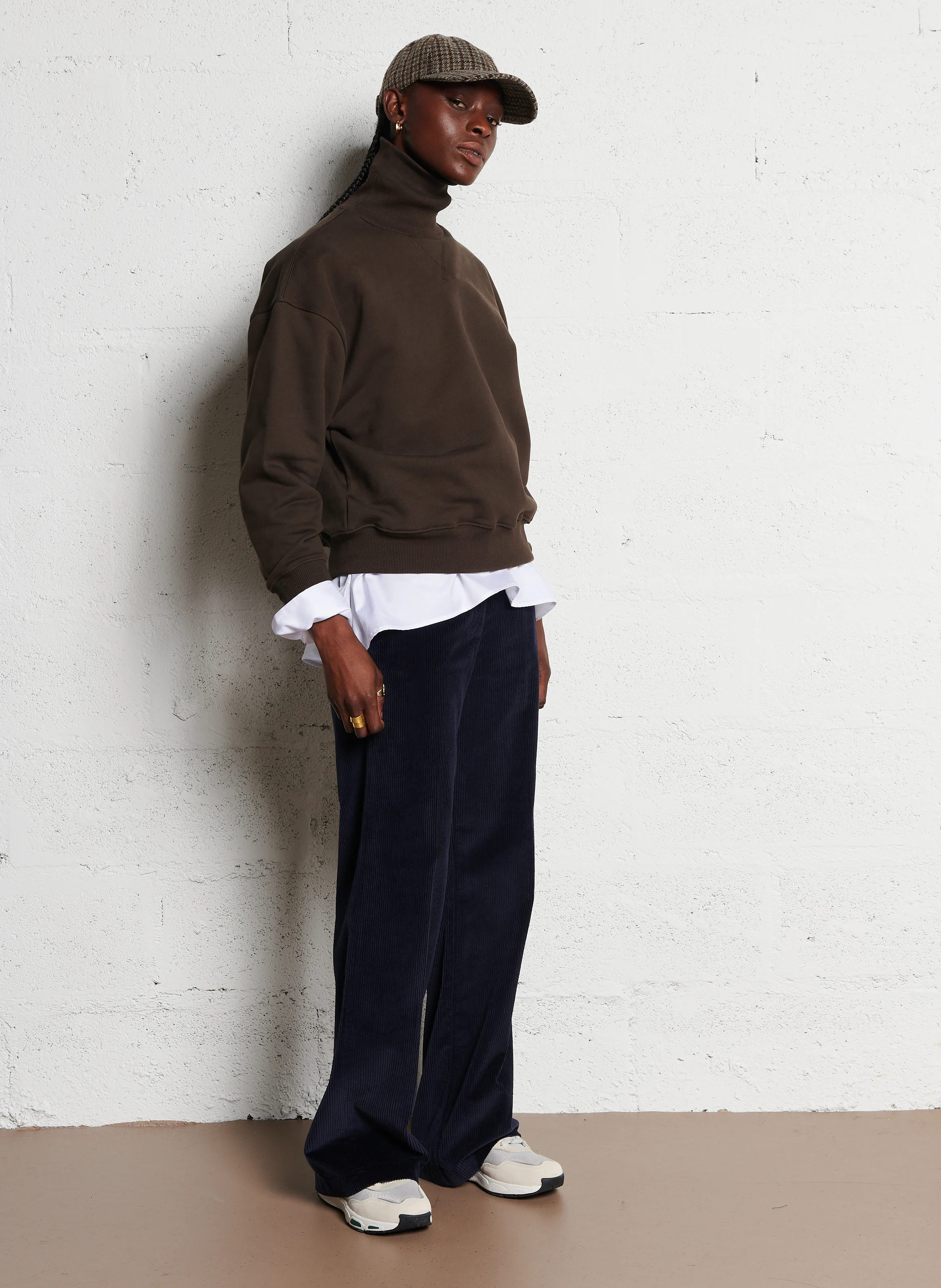 Pantalon droit en velours de coton | Bleu