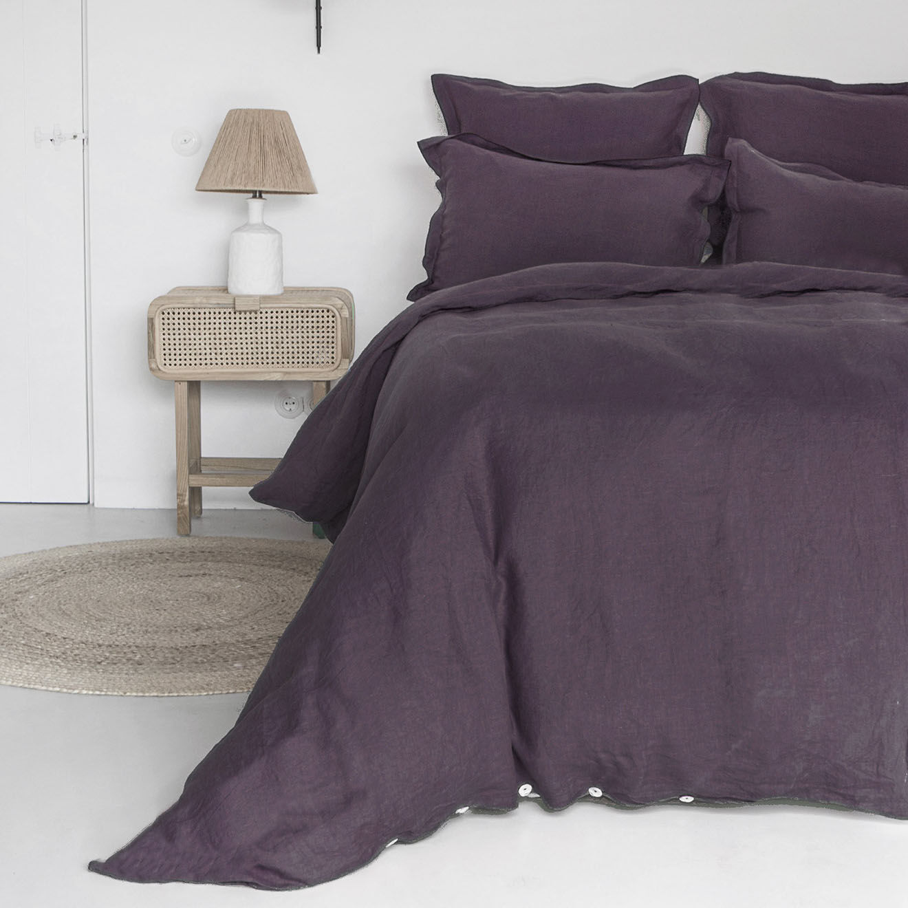 Febronie Housse de couette 100% Lin lavé Hortense violine