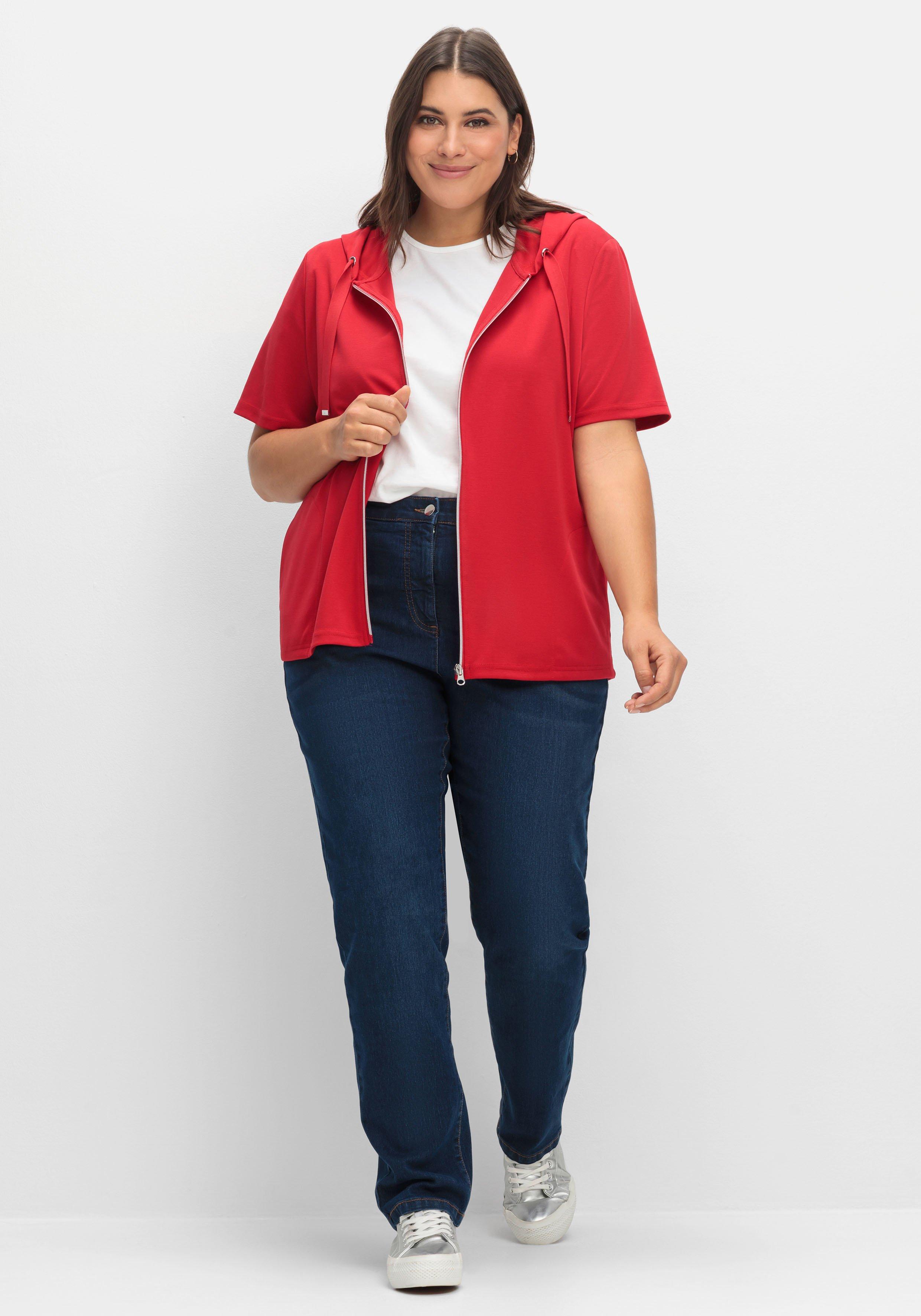 Shirtjacke mit Kapuze und Reißverschluss
