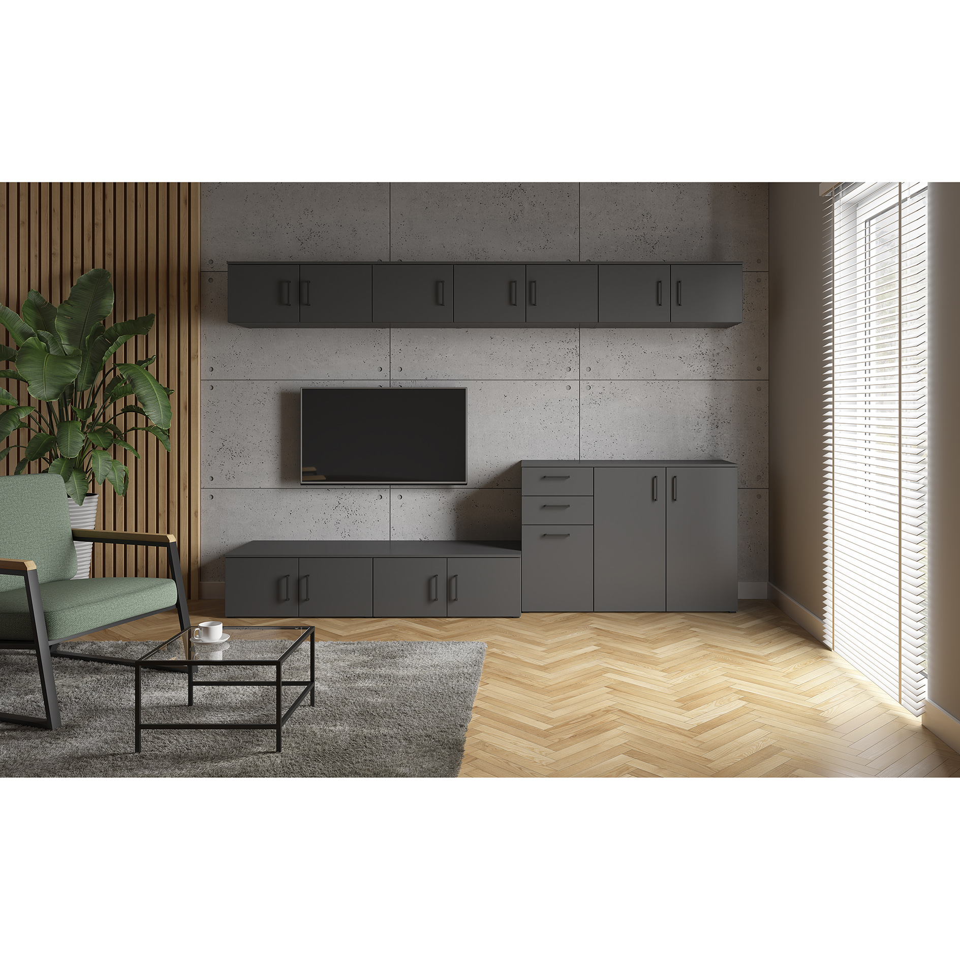 Aufsatzschrank/ Stand-Hängeelement - anthrazit - 80 cm breit