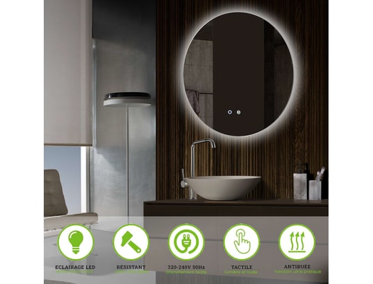 CRISTALED - Miroir de salle de bains lumineux éclairage intégré led rétr...