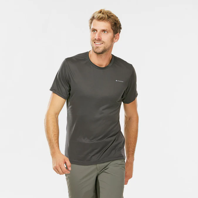 Decathlon Quechua - Camiseta masculina de manga curta para caminhada Quechua em tecido sintético MH100