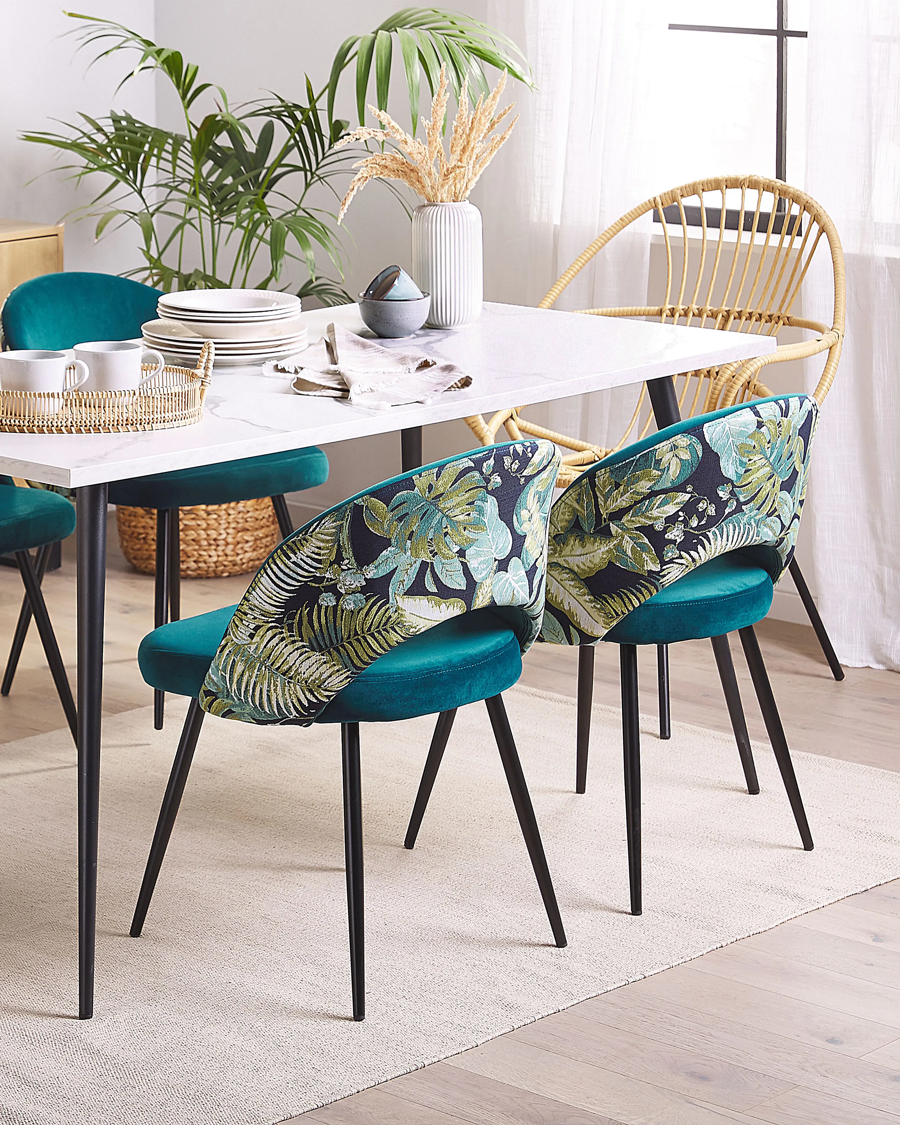 Set van 2 eetkamerstoelen VIVIAN Fluweel Zeeblauw