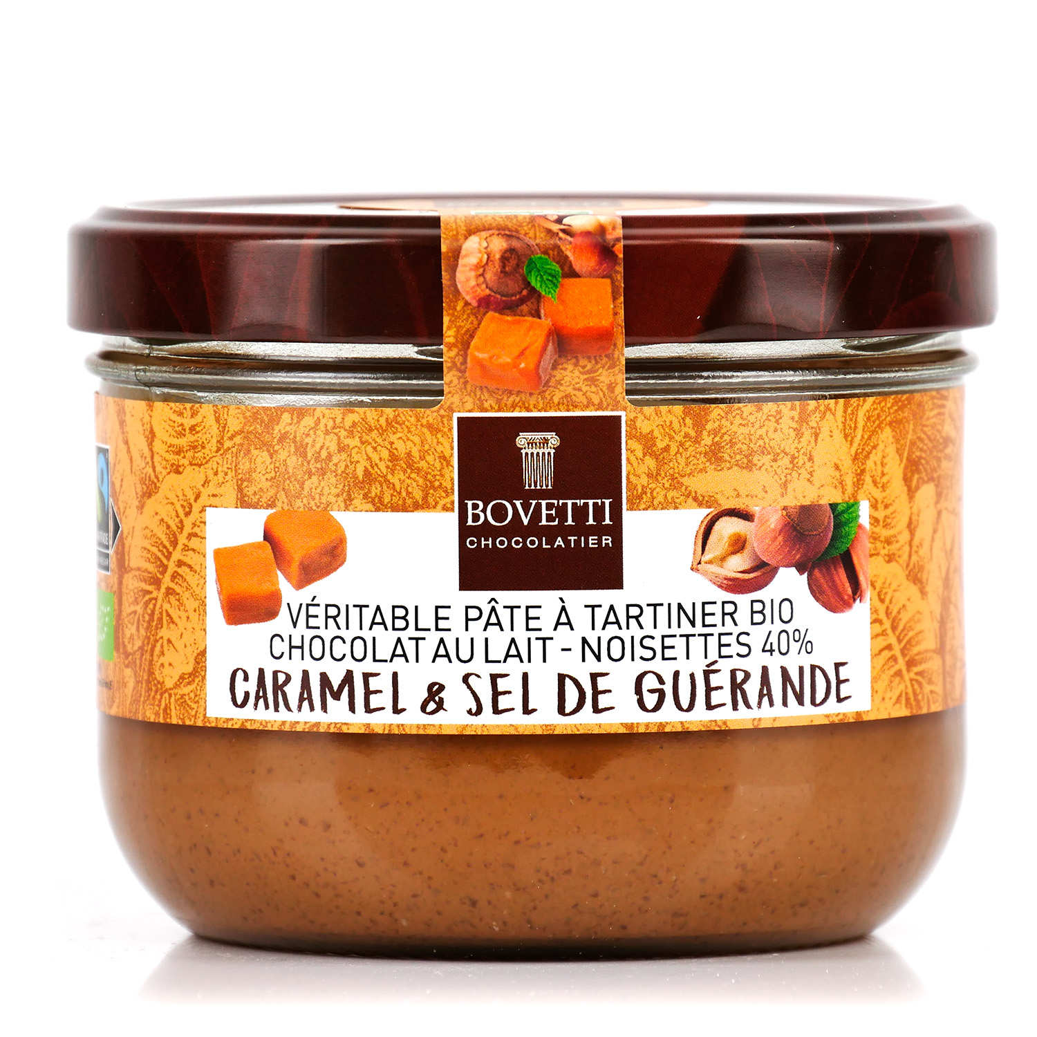 Véritable pâte à tartiner bio au chocolat au lait et caramel sans huile de palme