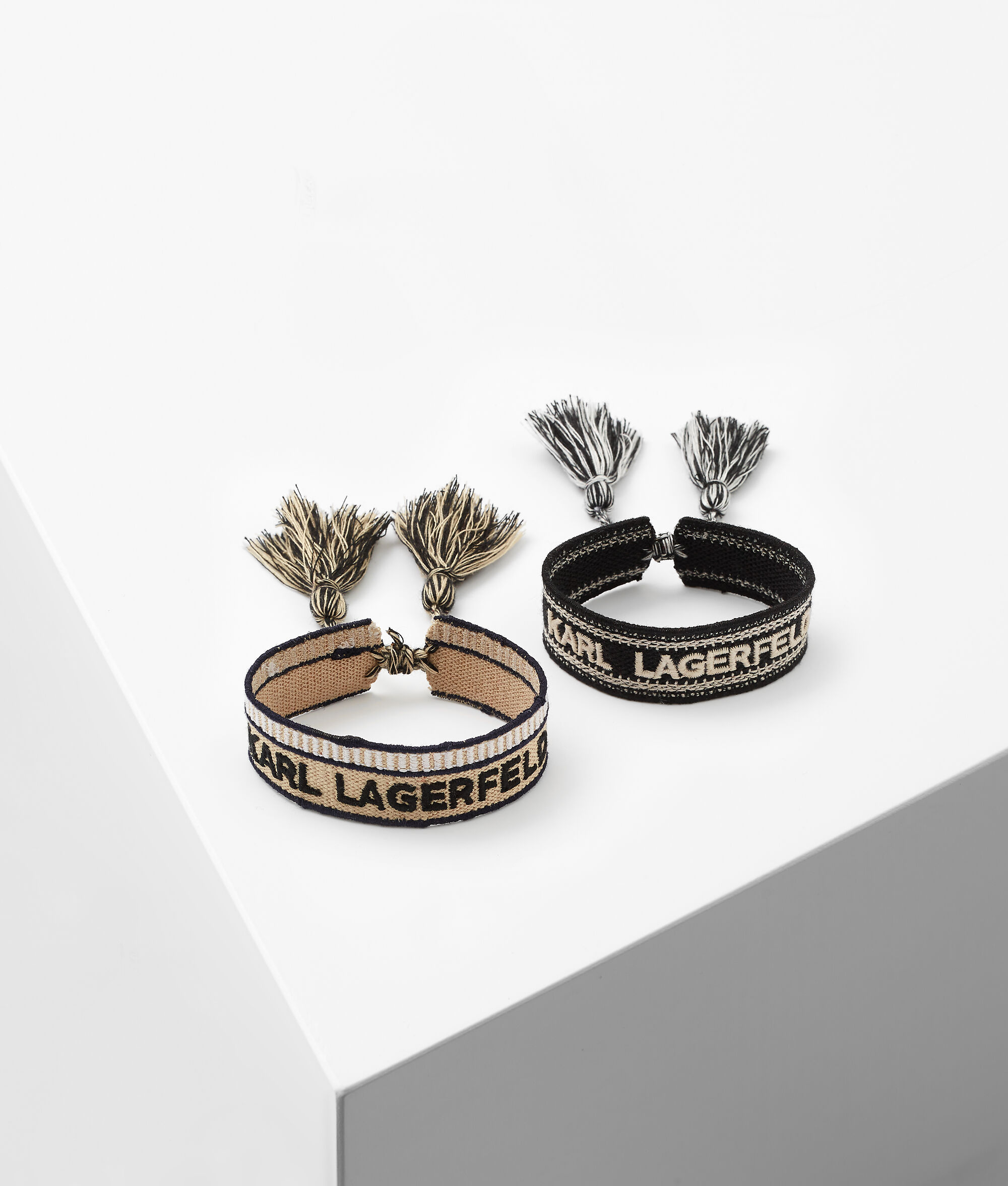 LOT DE DEUX BRACELETS K/WOVEN – NOIR/BEIGE
