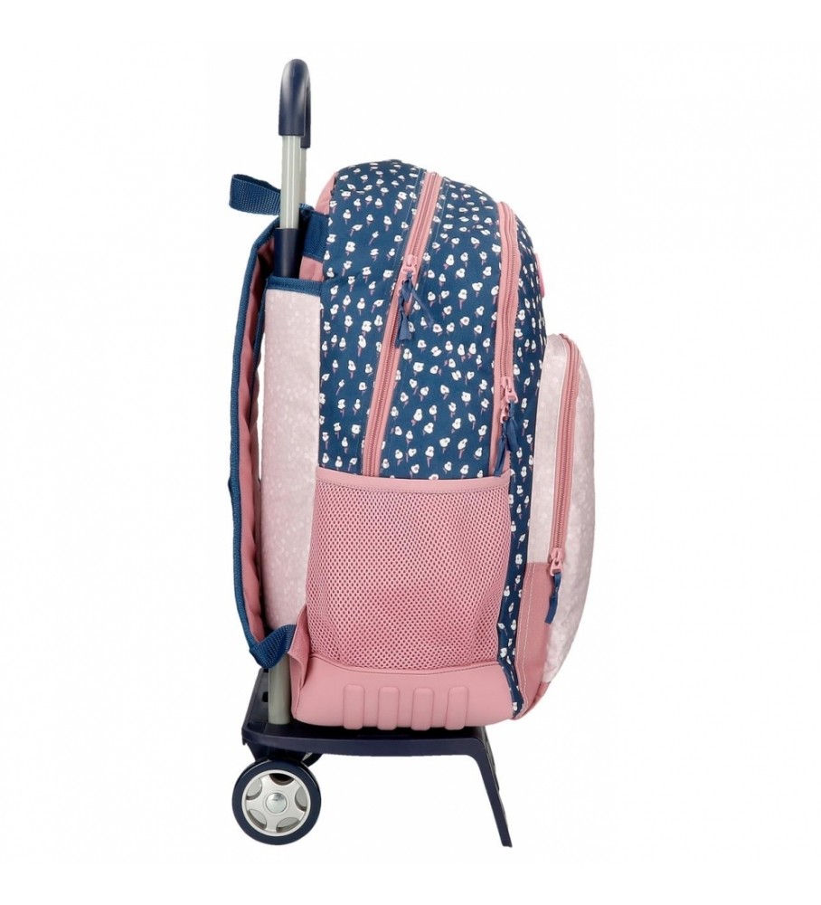 Roll Road Mochila Escolar Roll Road One World Dos Compartimentos con carro rosa