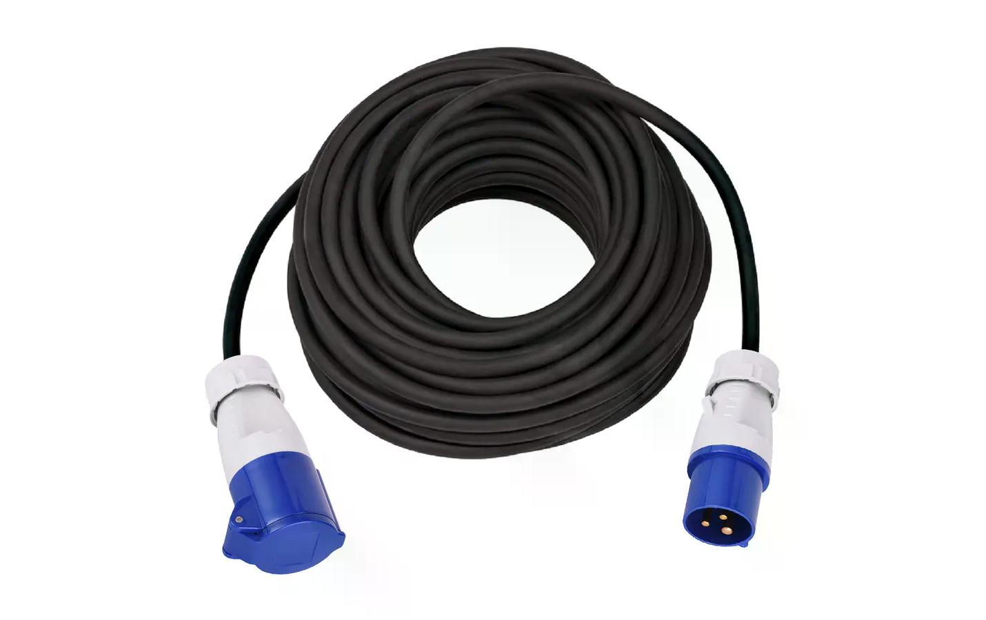 Verlängerungskabel 25 m CEE16/3 - CEE16/3, Schwarz25 m langes Verlängerungskabel mit CEE16/3 Stecker und Kupplung