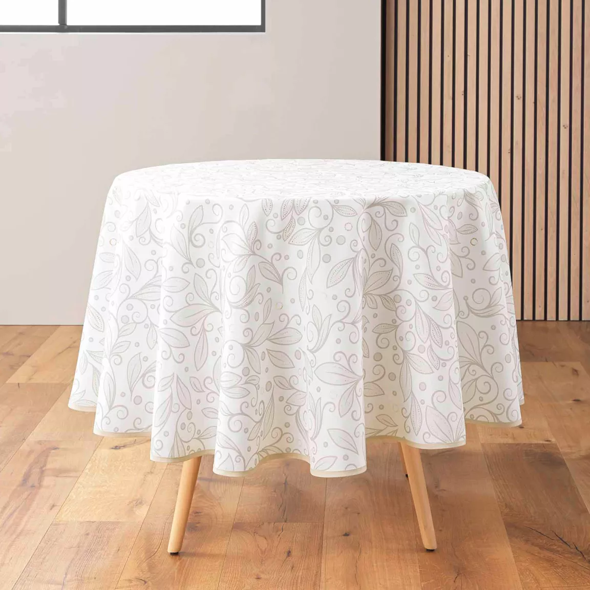 Nappe ronde anti tache (180 cm) Leya Beige