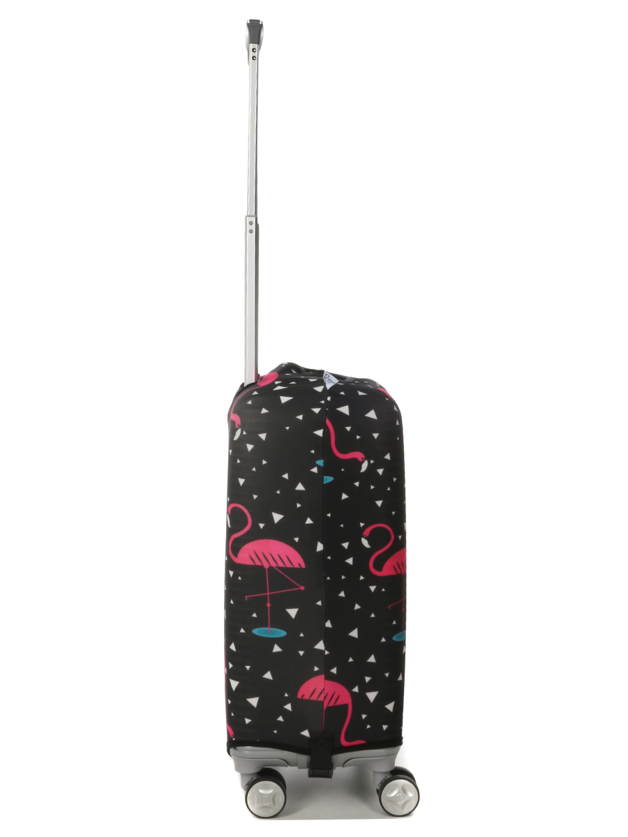Housse de valise Periea Black with Pink Flamingos S