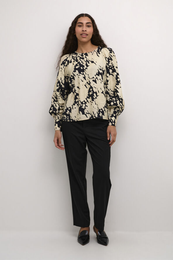 Kaffe KAlouise Blouse Black/sand graphic cloud