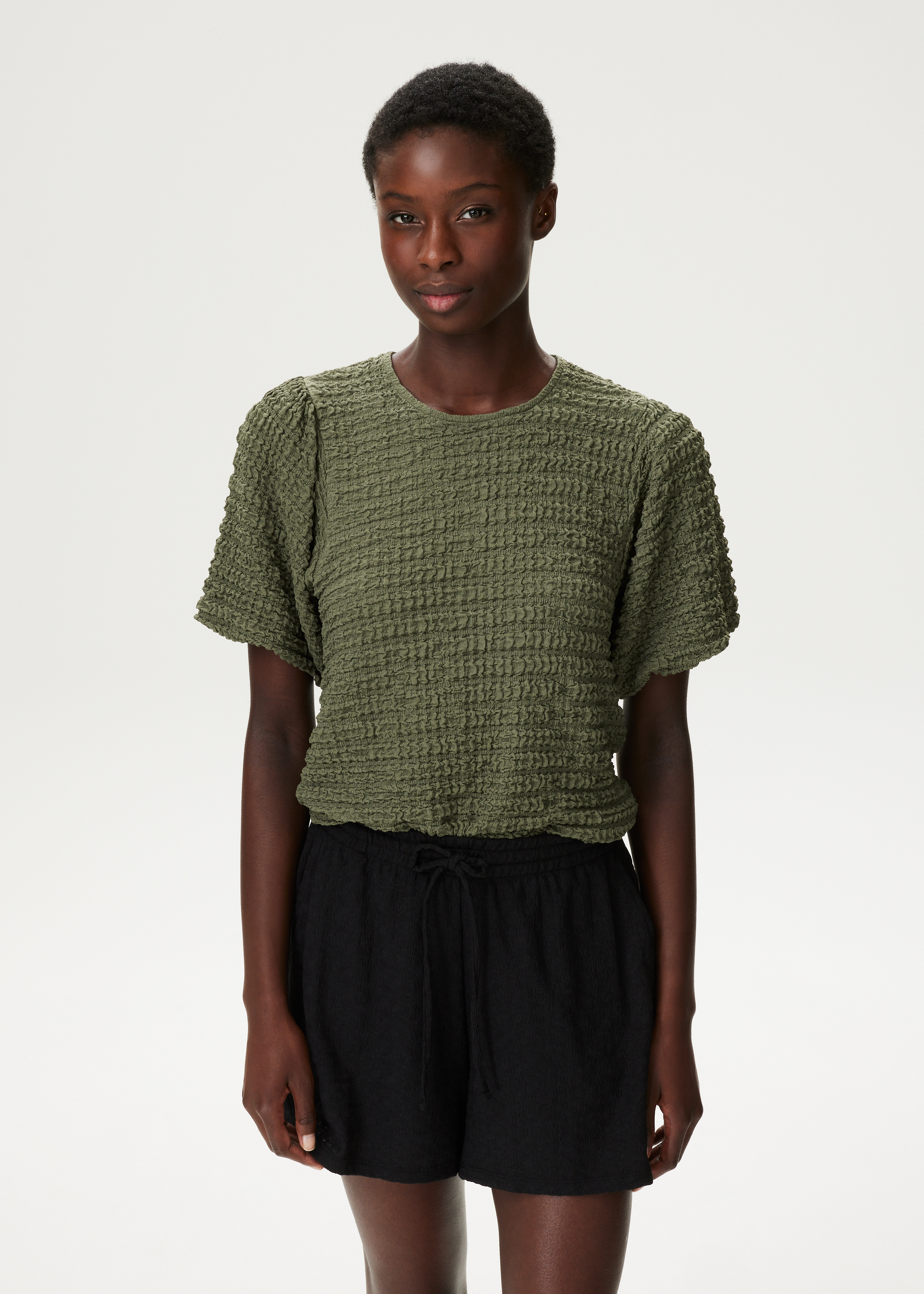 T-shirt met bubbel structuur