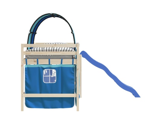VIDAXL - Rideaux pour lit mezzanine avec tunnel bleu polyester