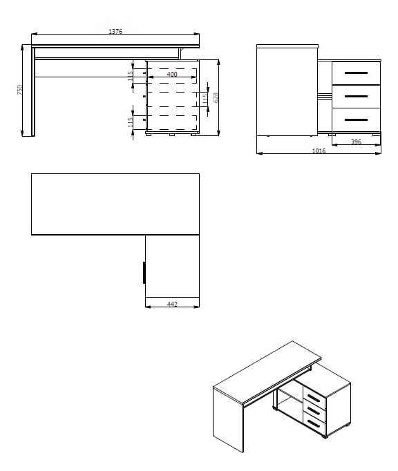 INOSIGN Schreibtisch »Arhimed« zeitlos und praktisch, Home Office geeignet
