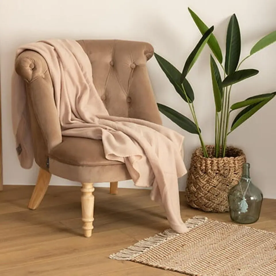 Atmosphera Plaid - beige - polyester - 125 x 150 cm
