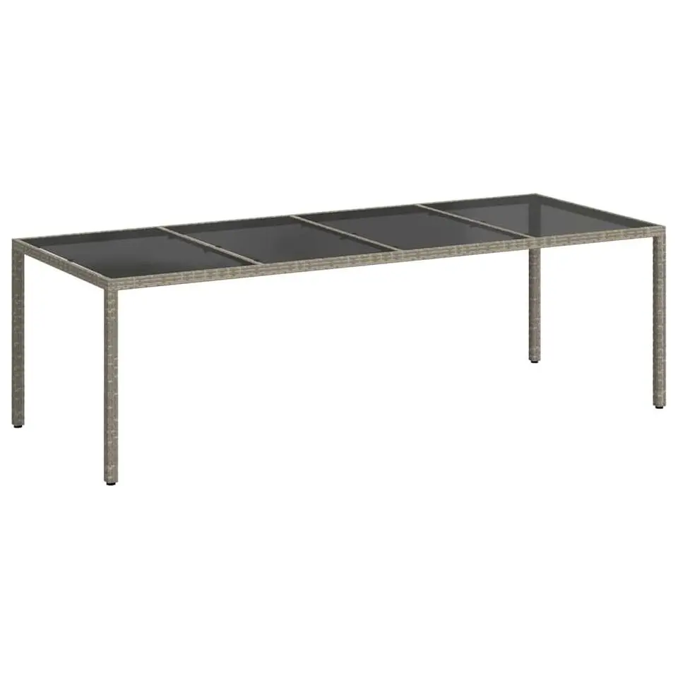 vidaXL - Tuintafel - Grijs - Gehard glas en poly rattan - 250x100x75 cm