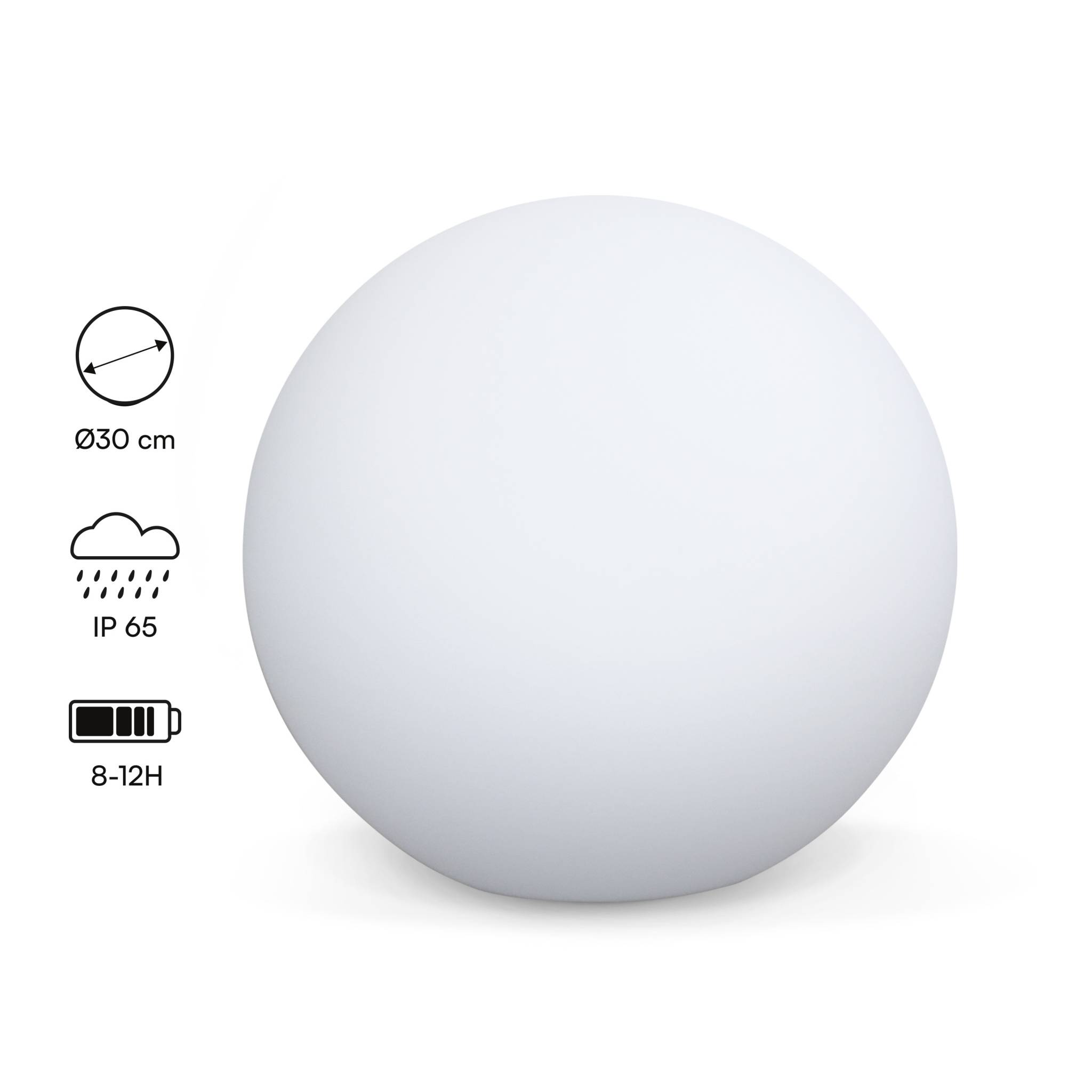 Boule led 30cm – sphère décorative lumineuse. Ø30cm. Blanc chaud. Commande à distance