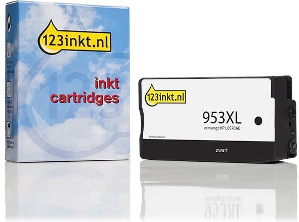123inkt - Inktcartridge - Zwart - Hoge Capaciteit - Vervangt HP 953XL (L0S70AE) - Inhoud 56ml