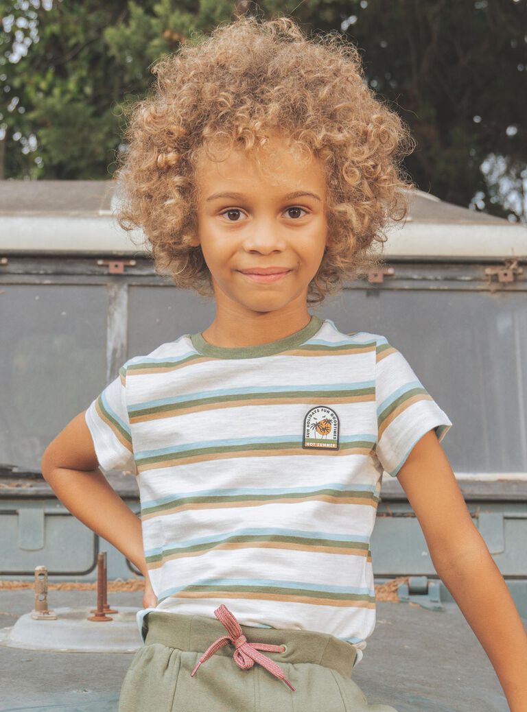 T-shirt écru à rayures