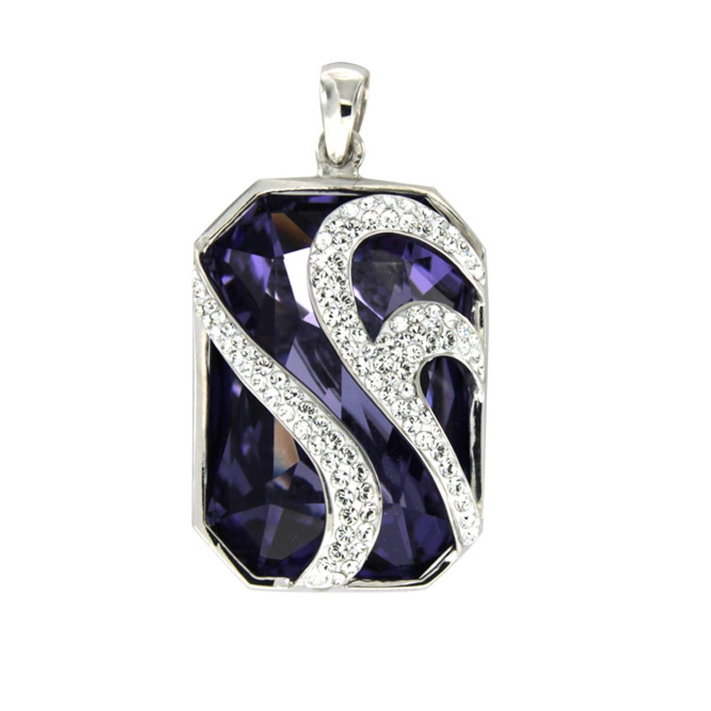 Pendentif Femme orné de cristal de Swarovski Violet et Argent 925/1000