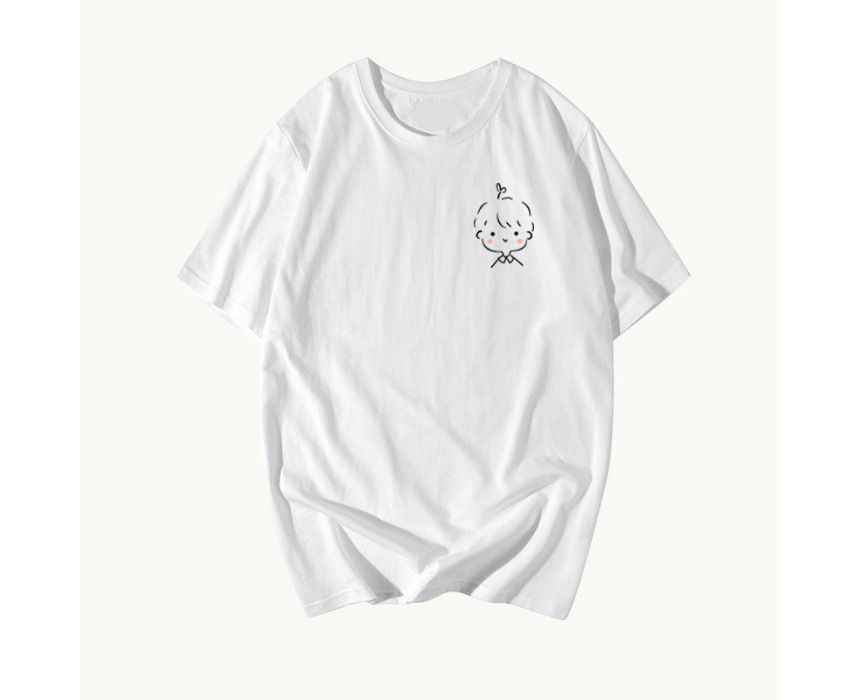 INEN - Koppels bijpassende korte mouwen ronde hals cartoon print T-shirt