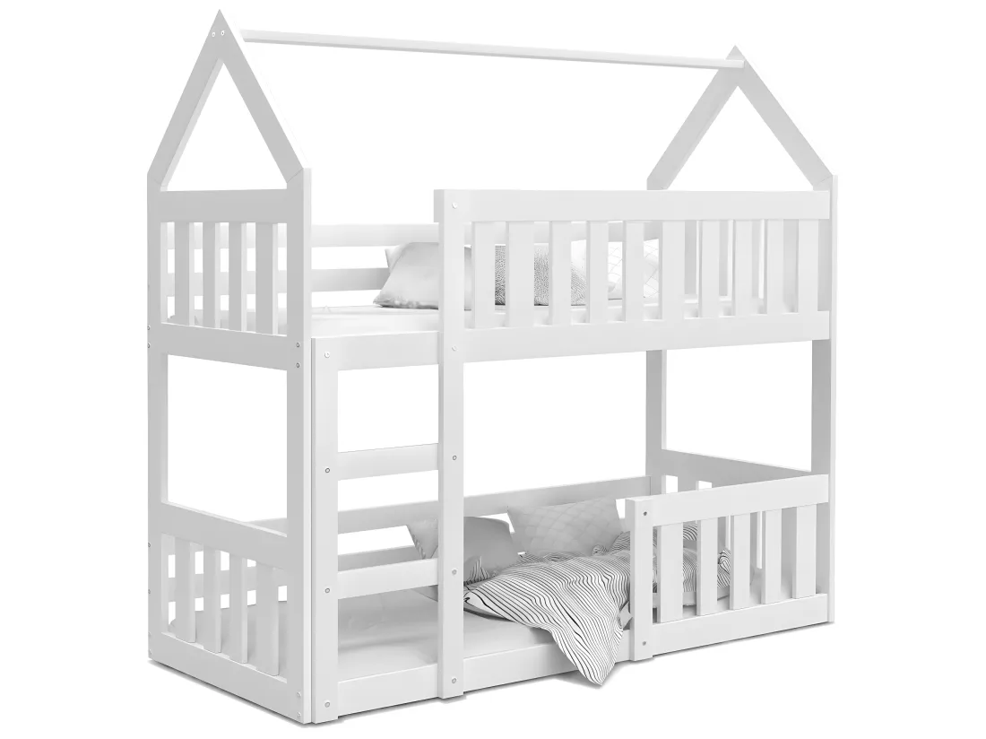 Lit Superposé Cabane Mini 90x190 Blanc - blanc Livré avec sommiers