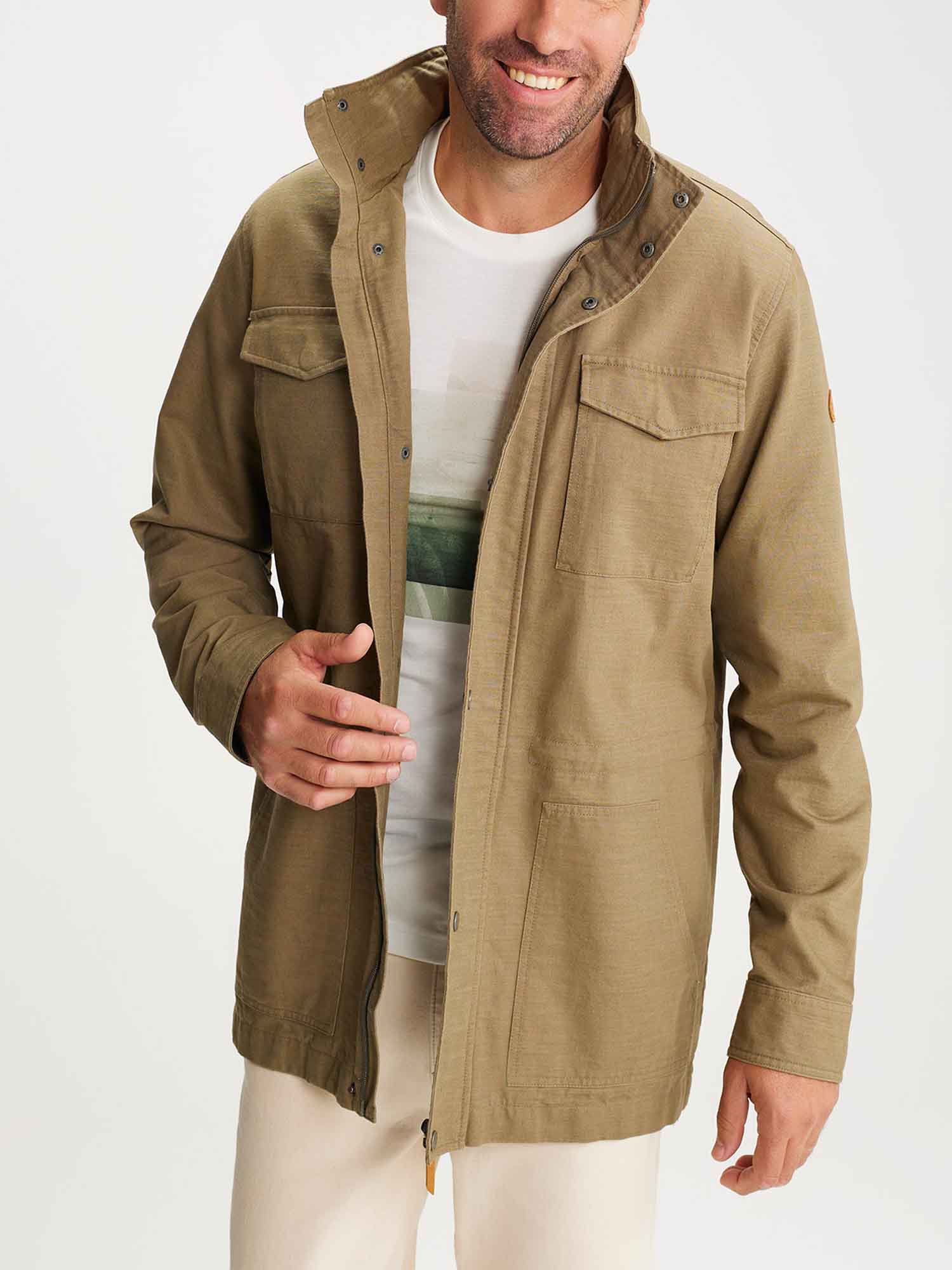 Veste Saharienne Homme A Capuche Kaki