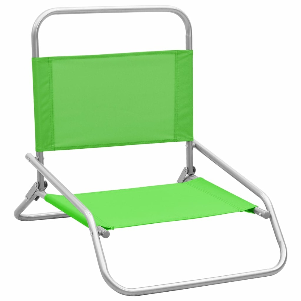 Chaises de plage pliables 2 pcs vert tissu