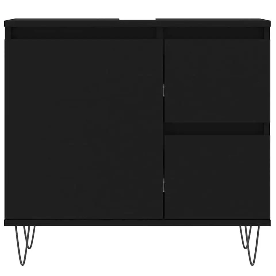 vidaXL - Wastafelonderkast met 2 lades - Zwart - Hout en ijzer - 65x33x60 cm