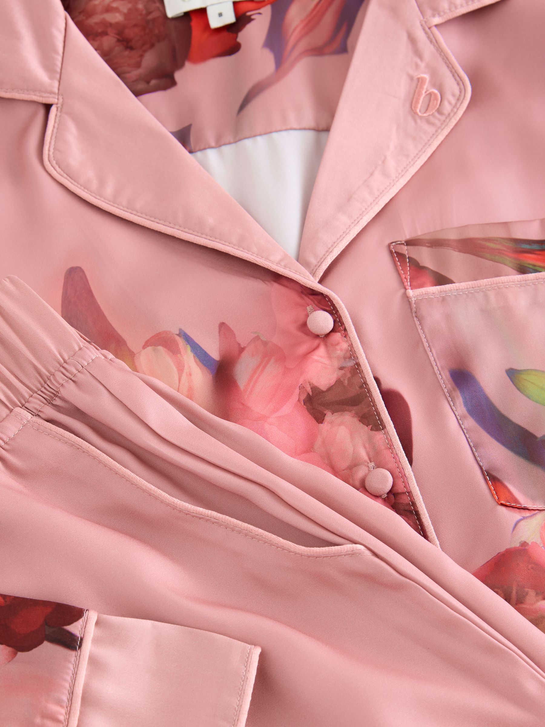 Roze - B by Ted Baker - Satijnen pyjama met knopen