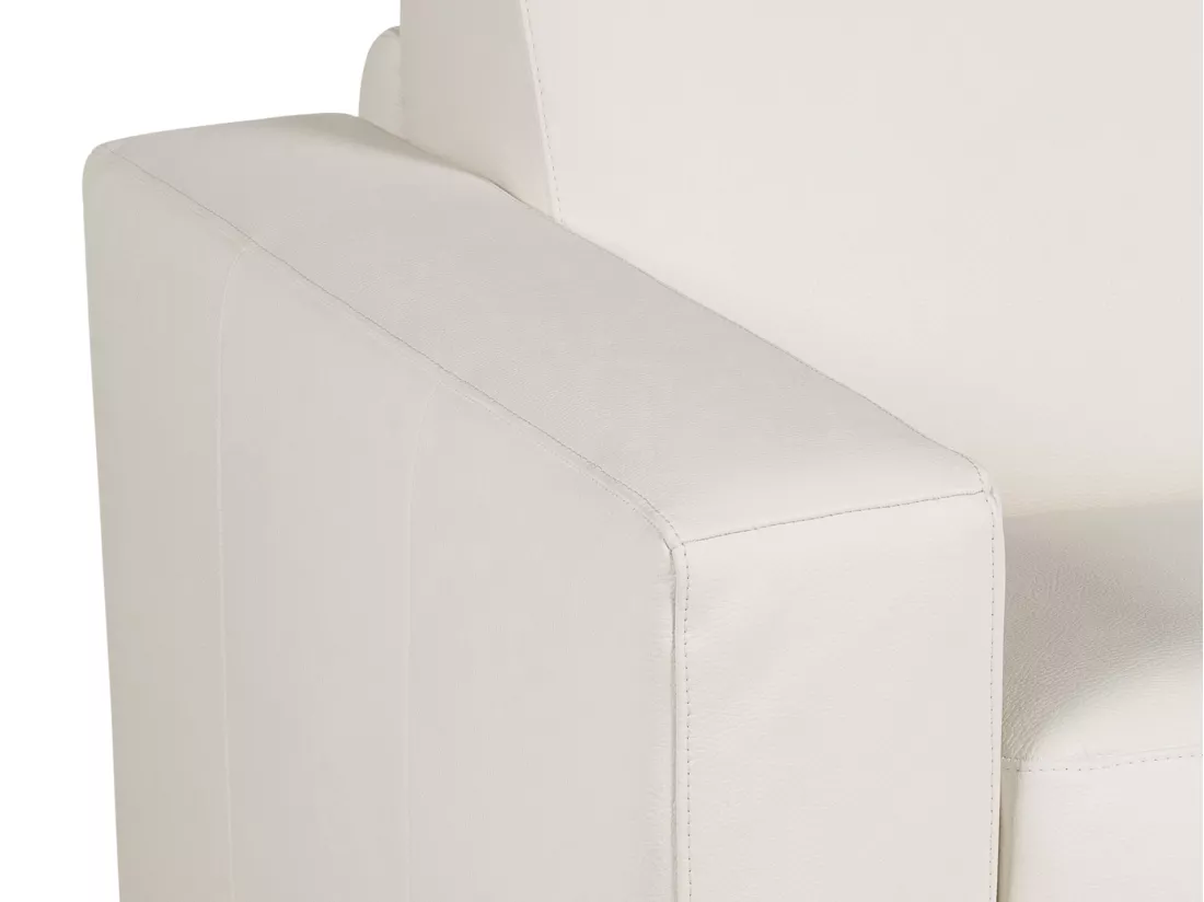 Canapé 3 places convertible express 100% cuir de buffle blanc matelas 13 cm. DELECTEA II