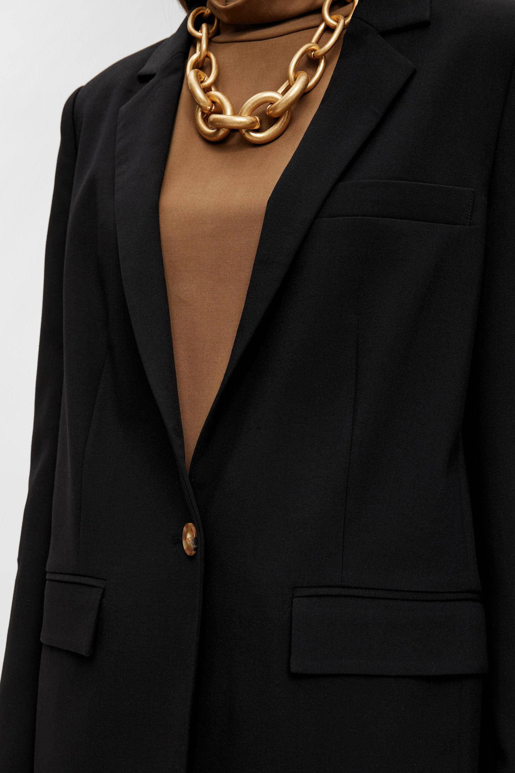 OBJECT rechtvallende blazer OBJSIGRID van polyester zwart
