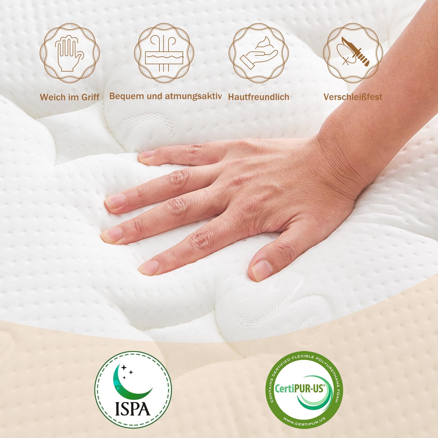 Matratze 140x200 cm Höhe Taschenfederkernmatratze Härtegrad H3,7 Zonen Federkernmatratze Orthopädische mit Comfort Memory-Schaum Schicht, Rückenentlastende