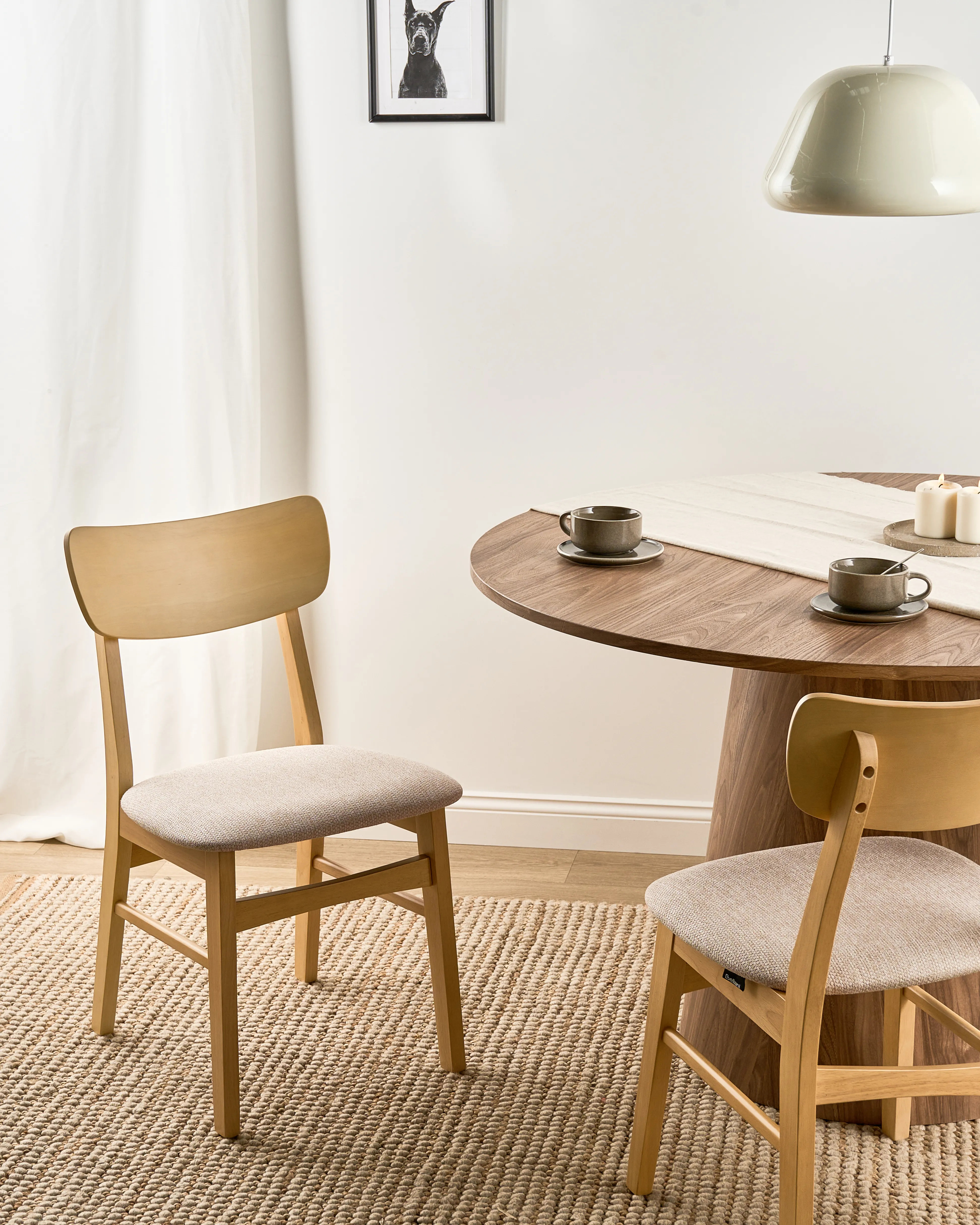 Set van 2 eetkamerstoelen ANOKA Hout Lichtbruin/beige