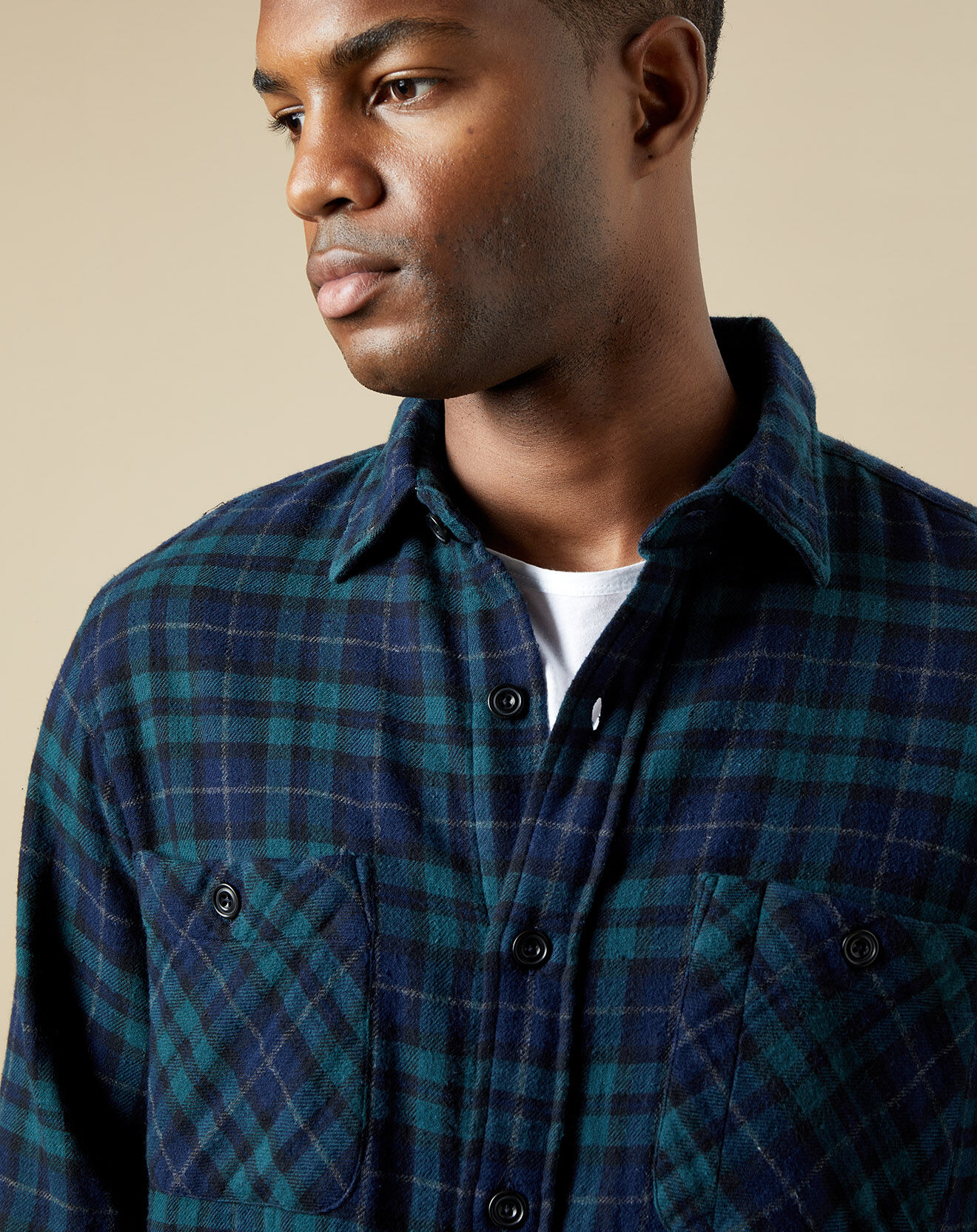 Hartford Surchemise en Flanelle slim Percey navy/vert/marron
