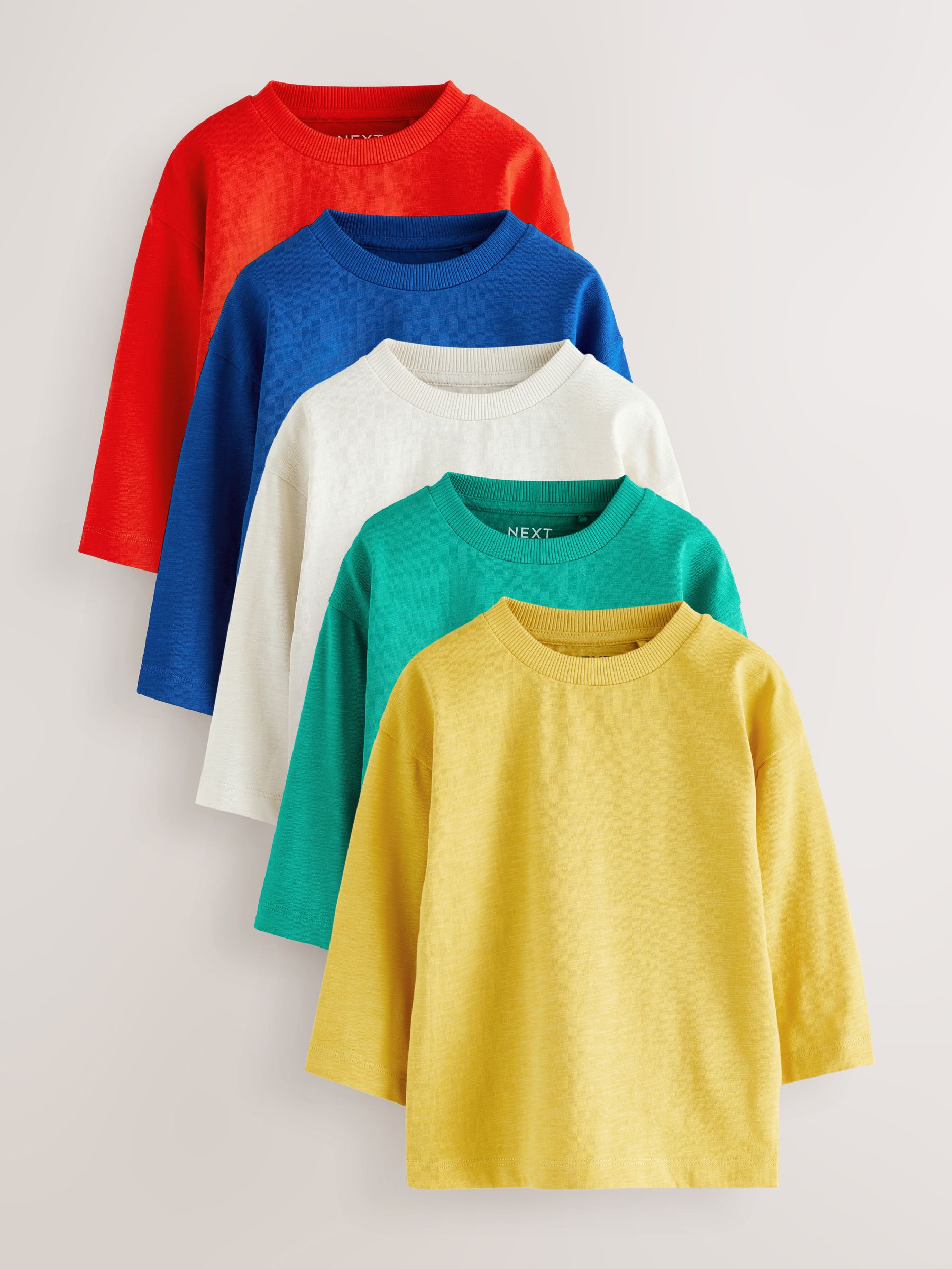 Meerkleurig - Set van 5 T-shirts met lange mouwen (3 mnd-7 jr)