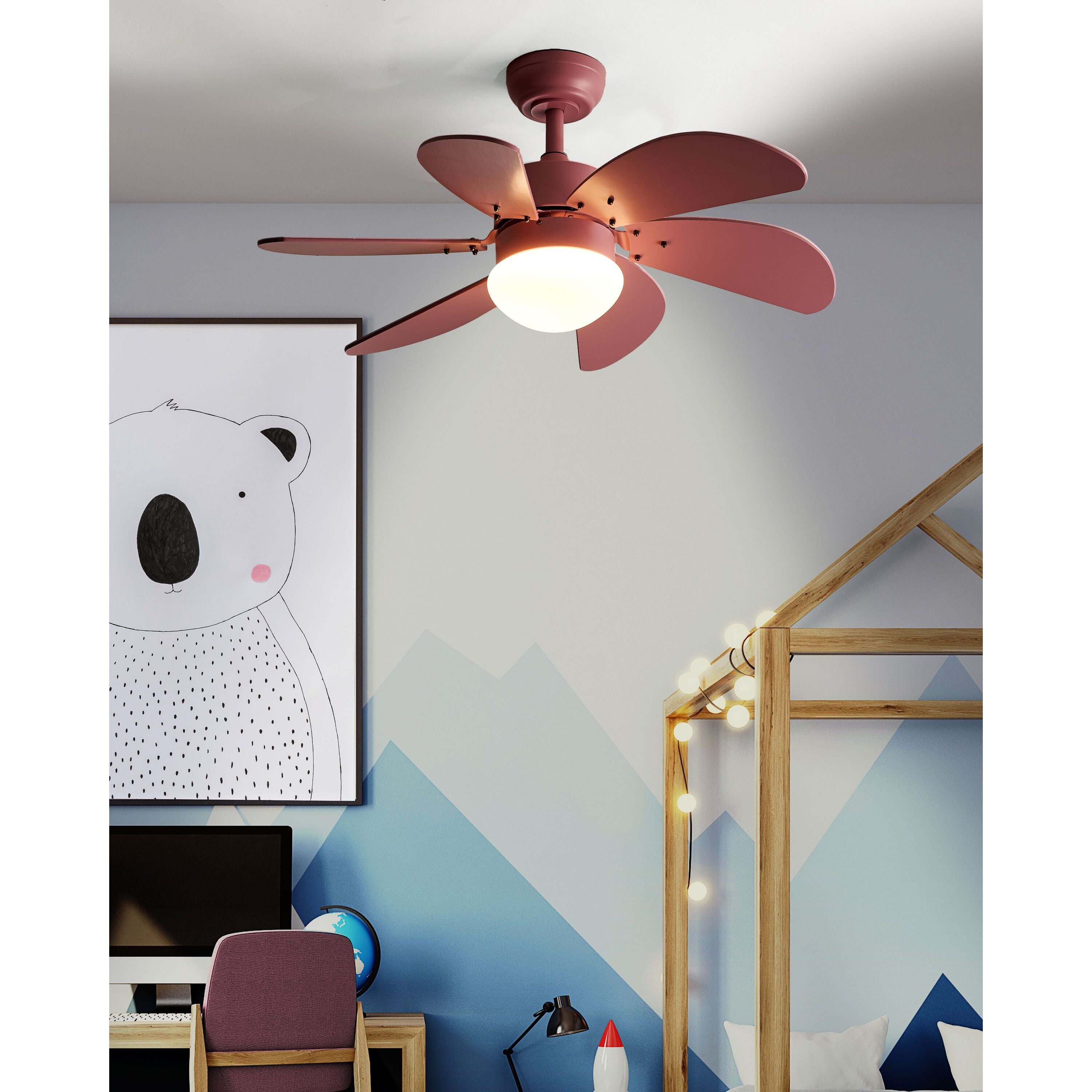 Beliani-LOGAR-Plafondventilator met lamp-Roze-Synthetisch materiaal
