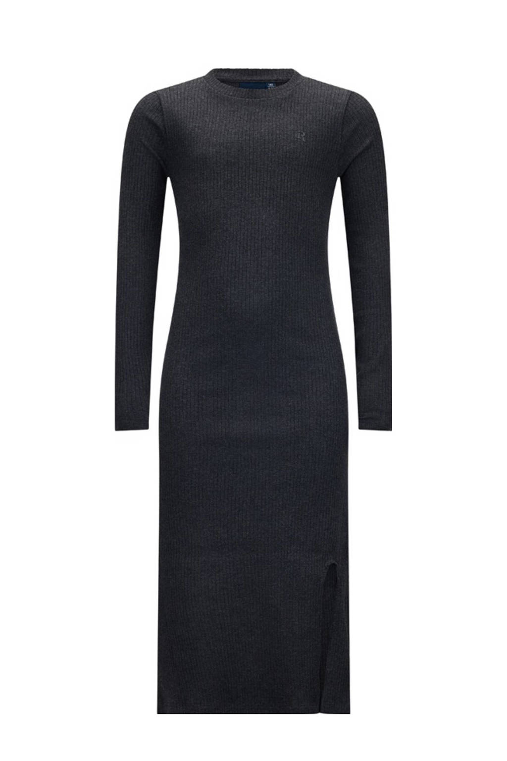 Retour Jeans ribgebreide maxi jurk Elise antraciet melange