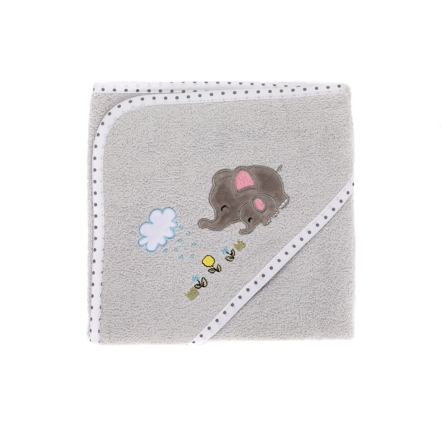 fillikid Kapuzenbadetuch Elefant grau 75x75 cm