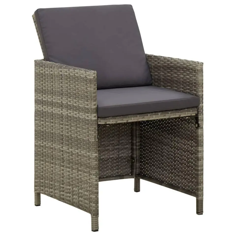 vidaXL - Buitenstoel - Grijs - Poly rattan - 4 stuks