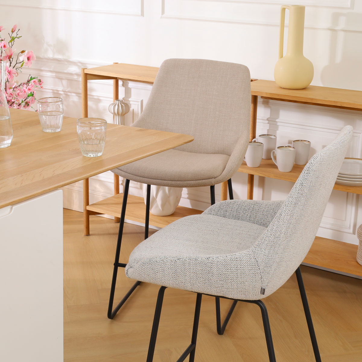 Barkruk Nino-Isa grijs beige gemêleerd - zwart 75 cm