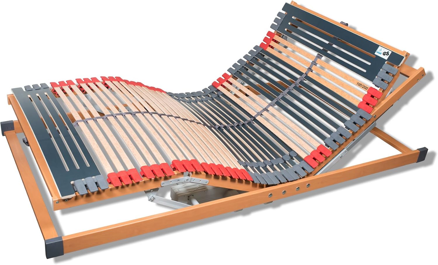 FMP Matratzenmanufaktur 7 Zonen Lattenrost Rhodos® EL | Kopf- und Fußteil elektrisch verstellbar | fertig montiert | 44 Leisten | Notabsenkung | TÜV Rheinland GS | Mittelgurt | 100x190 cm
