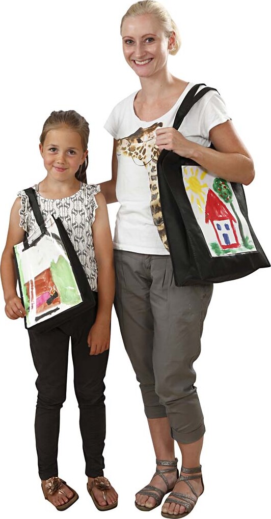 Diy Mulepose - Uden Tryk - Med Plastfront - 42X34X12 CM - Sort