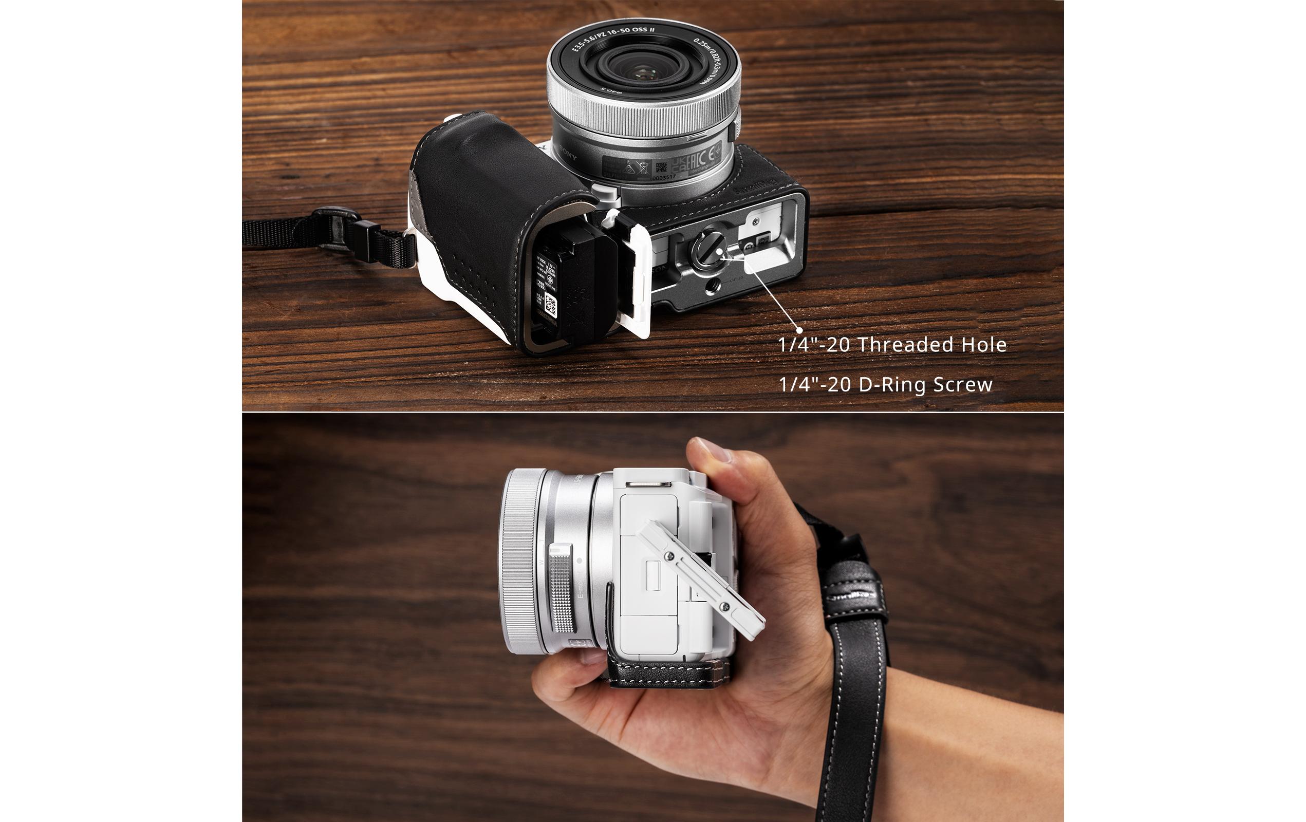 Ledertaschen-Set für Sony ZV-E10 II SchwarzEntwickelt, um die Kamera zu schützen