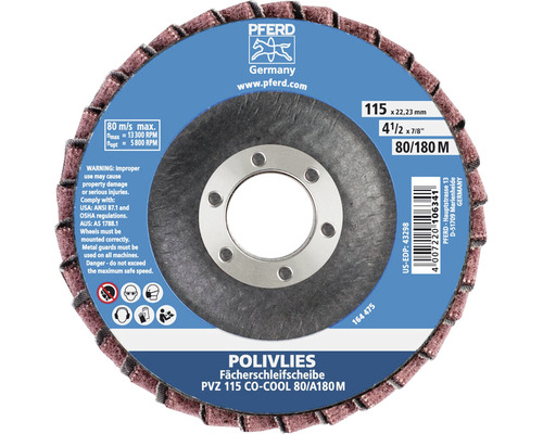 Reinigingsschijf PFERD PVZ keramiek Ø 115x22,23 mm korrel CO-COOL 80/A 180 M