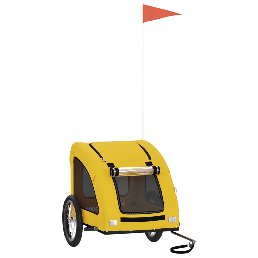 vidaXL Reboque para Bicicleta de Animais de Estimação em Tecido Oxford de Ferro Amarelo